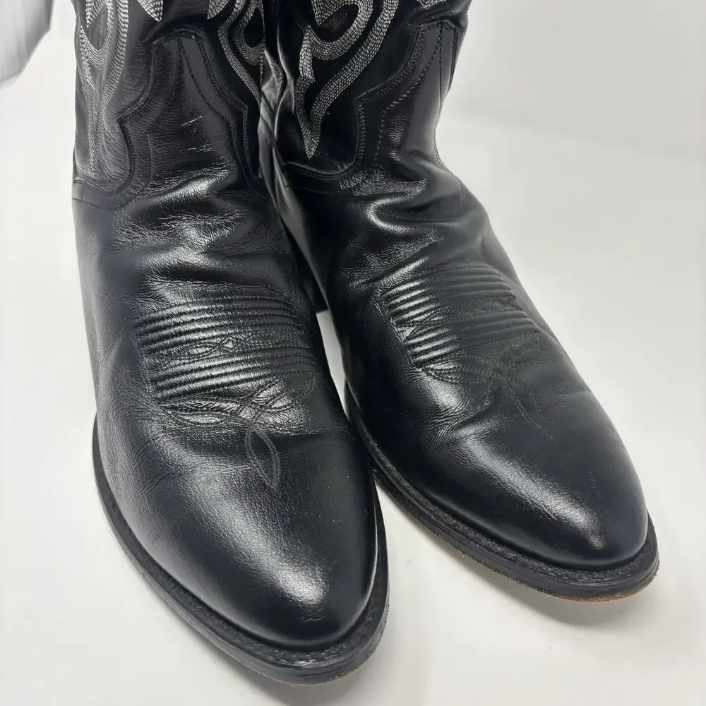 Dan Post Black Cowboy Boots Handcrafted Comfort Milwaukee Leather Sz 11.5